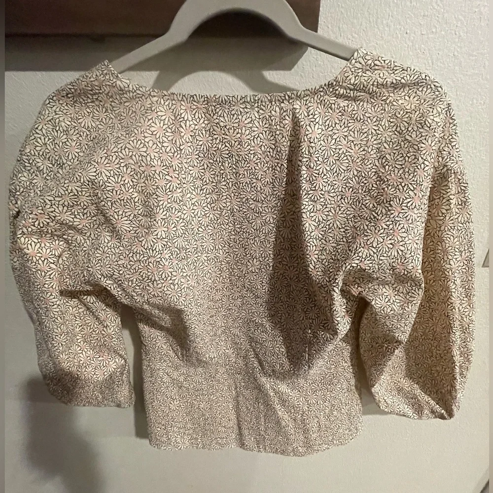 Madewell‎ florentine peplum top daisy patch puff sleeve blouse button Size 2